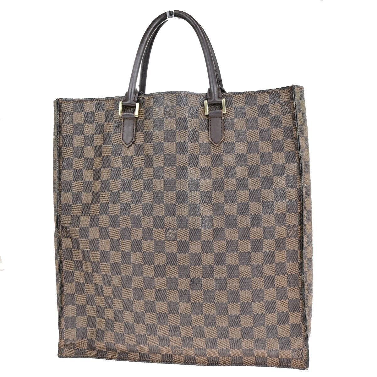 LOUIS VUITTON Sac Plat Hand Tote Bag Damier Ebene Leather Brown N51140 84EC988