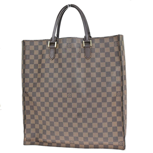 LOUIS VUITTON Sac Plat Hand Tote Bag Damier Ebene Leather Brown N51140 84EC988