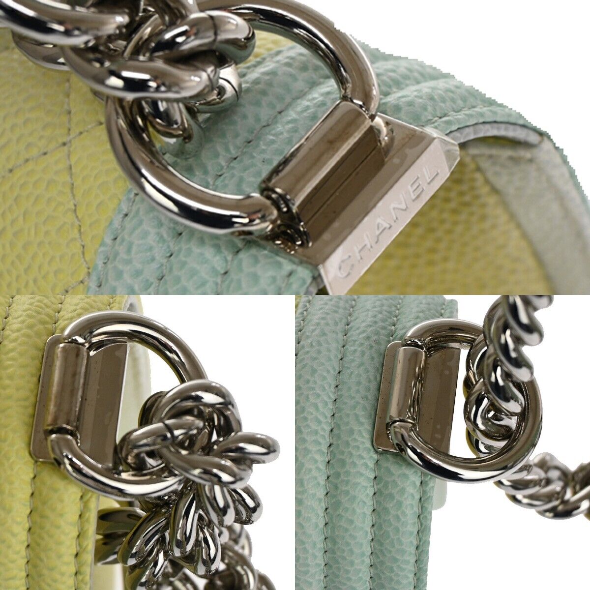 CHANEL Boy CC Logo Unicorn Multi Chain Shoulder Bag Caviar Skin Leather 937RJ414