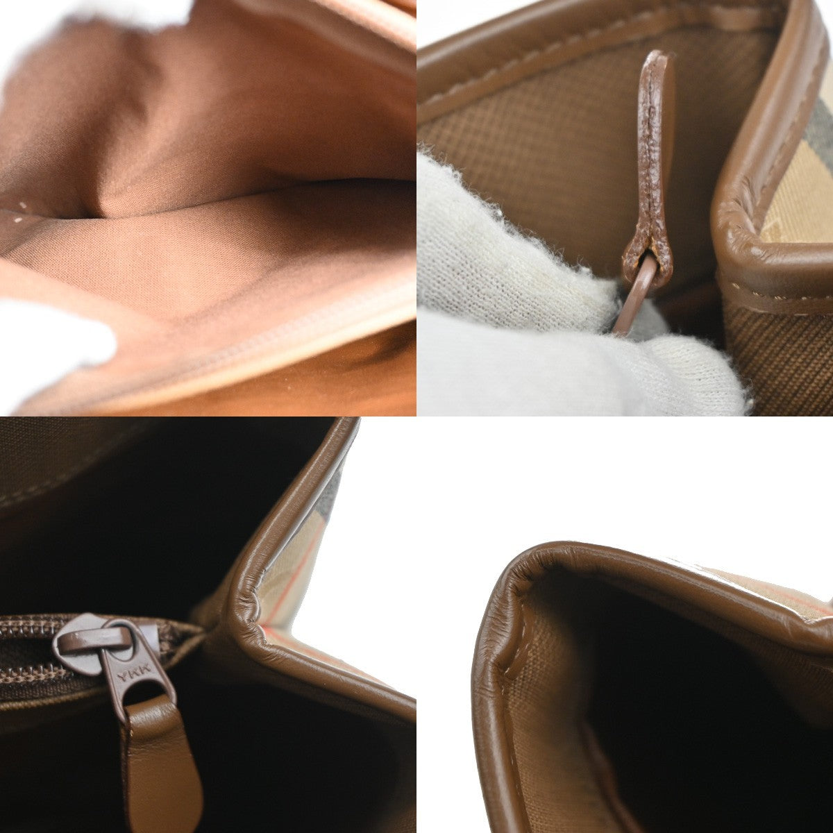 BURBERRY Logo Nova Check Tote Hand Bag Canvas Leather Beige Brown GHW 86RL724