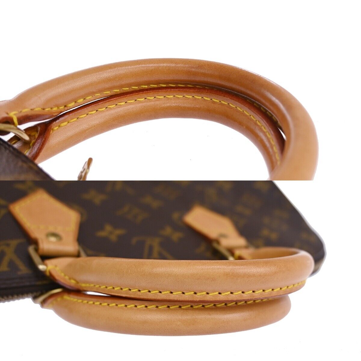 LOUIS VUITTON LV Logo Alma Hand Bag Monogram Leather Brown France M51130 16DA025