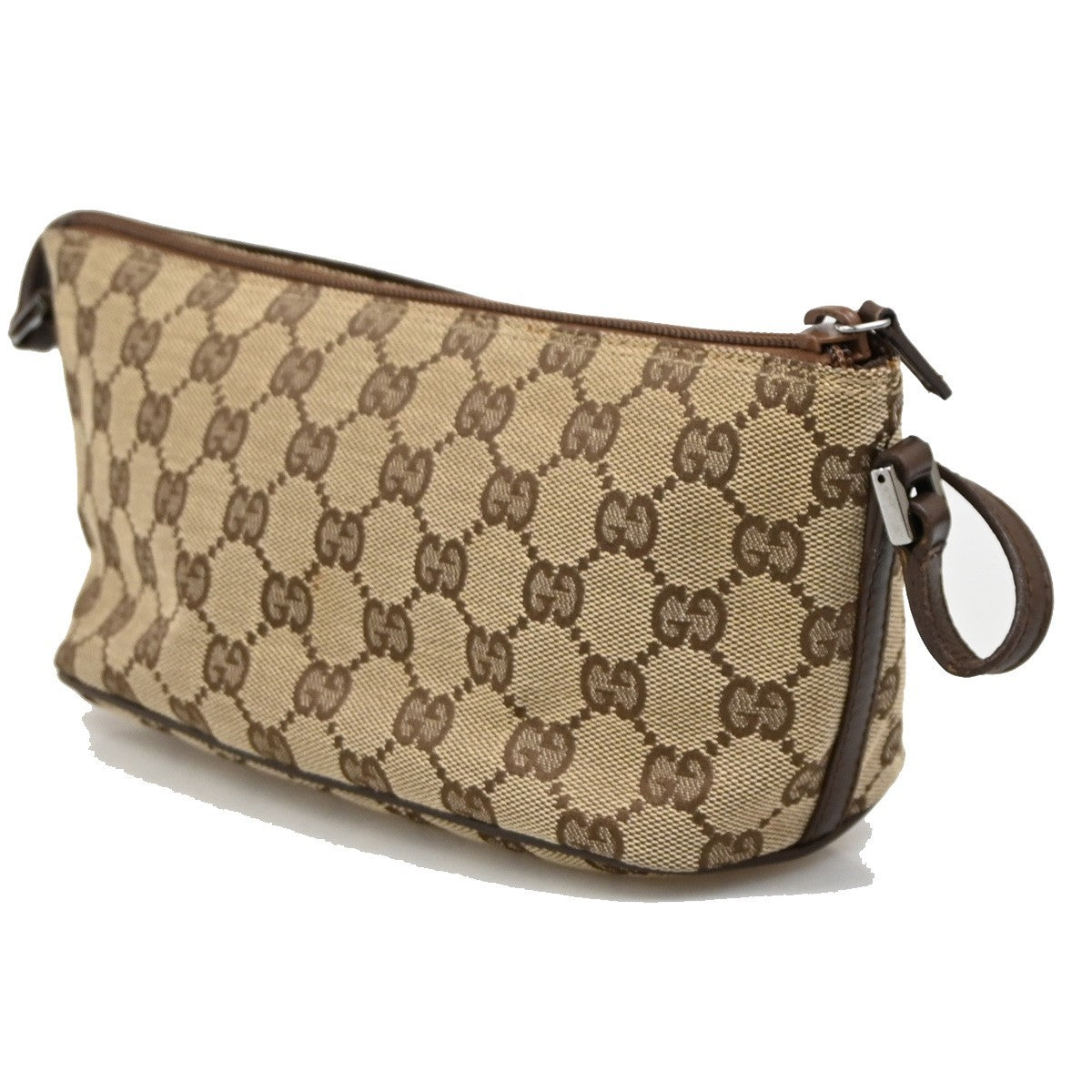 GUCCI GG Pattern Boat Pochette Shoulder Bag Canvas Beige Brown SHW Italy 62DA130