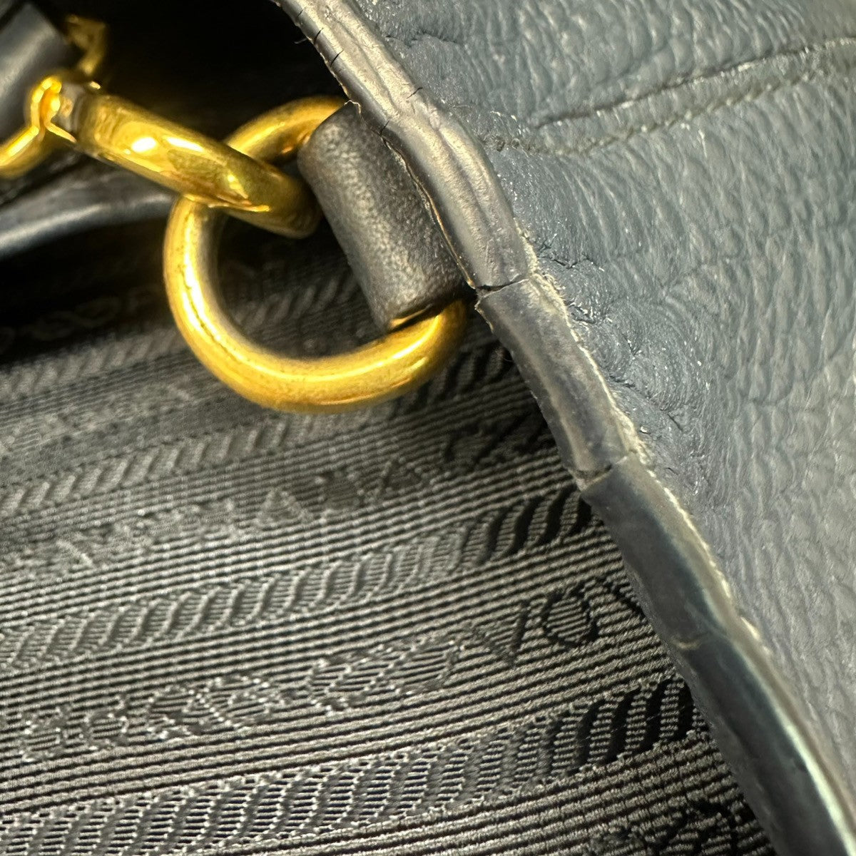 PRADA Vitello Daino 2Way Tote Hand Bag Leather Bluette Navy Blue GHW 77CA831