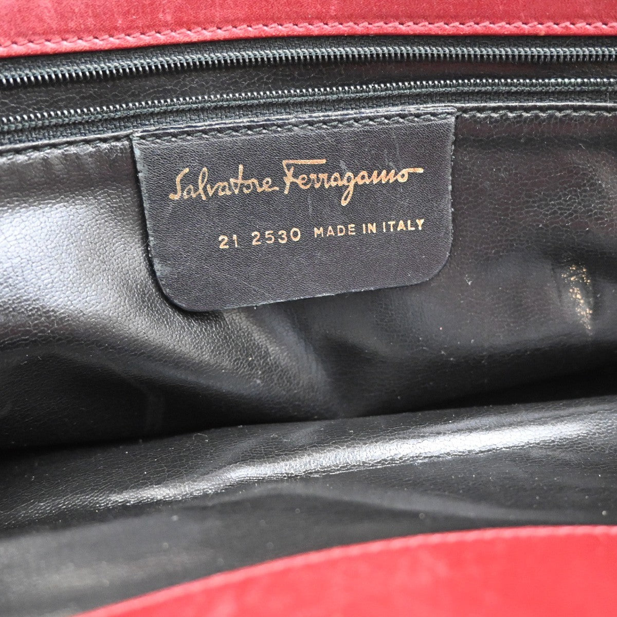 SALVATORE FERRAGAMO Logo Vara Shoulder Bag Canvas Leather Red Italy 01KC519
