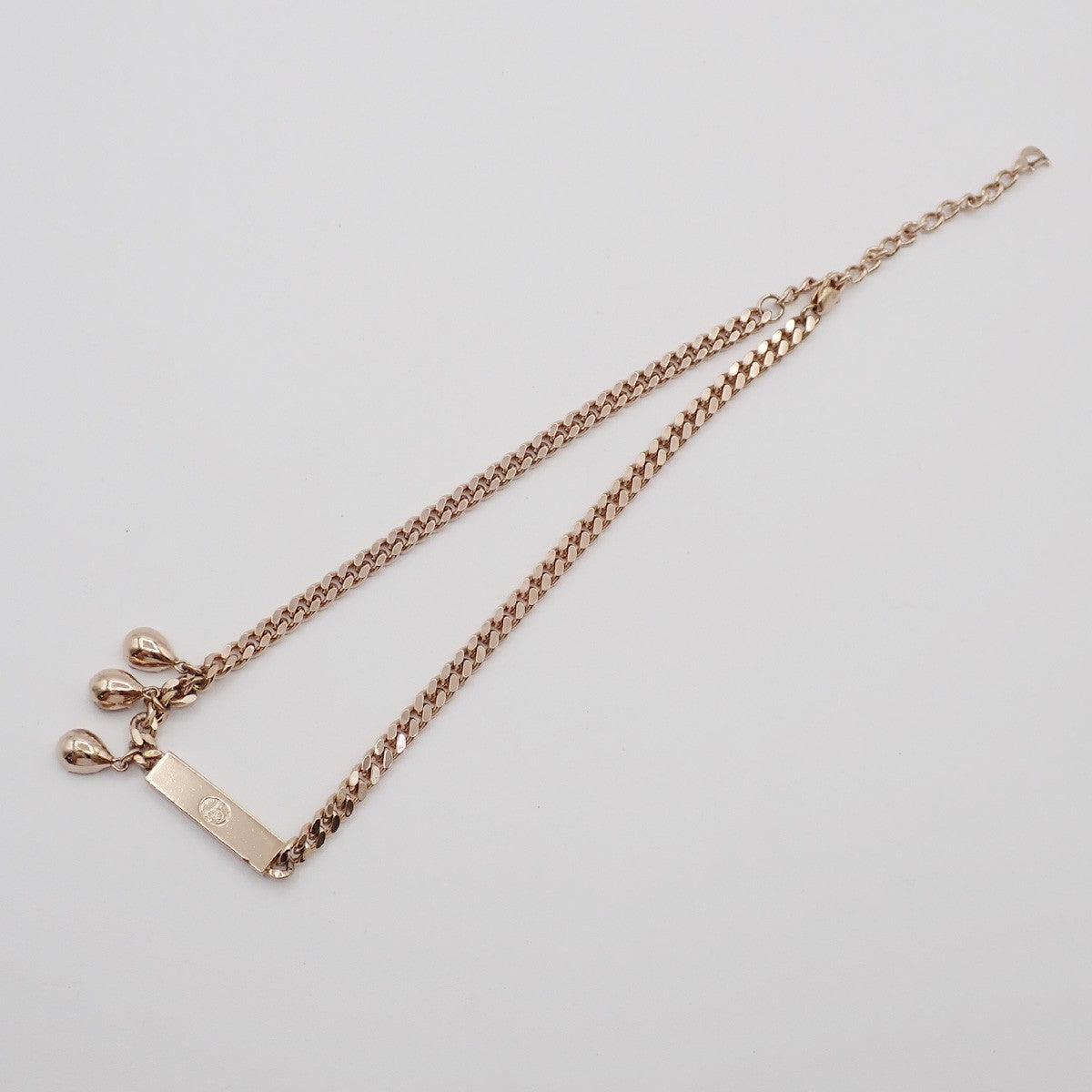 CHRISTIAN DIOR CD Logo Rhinestone Pendant Necklace Charm Gold 05KP244