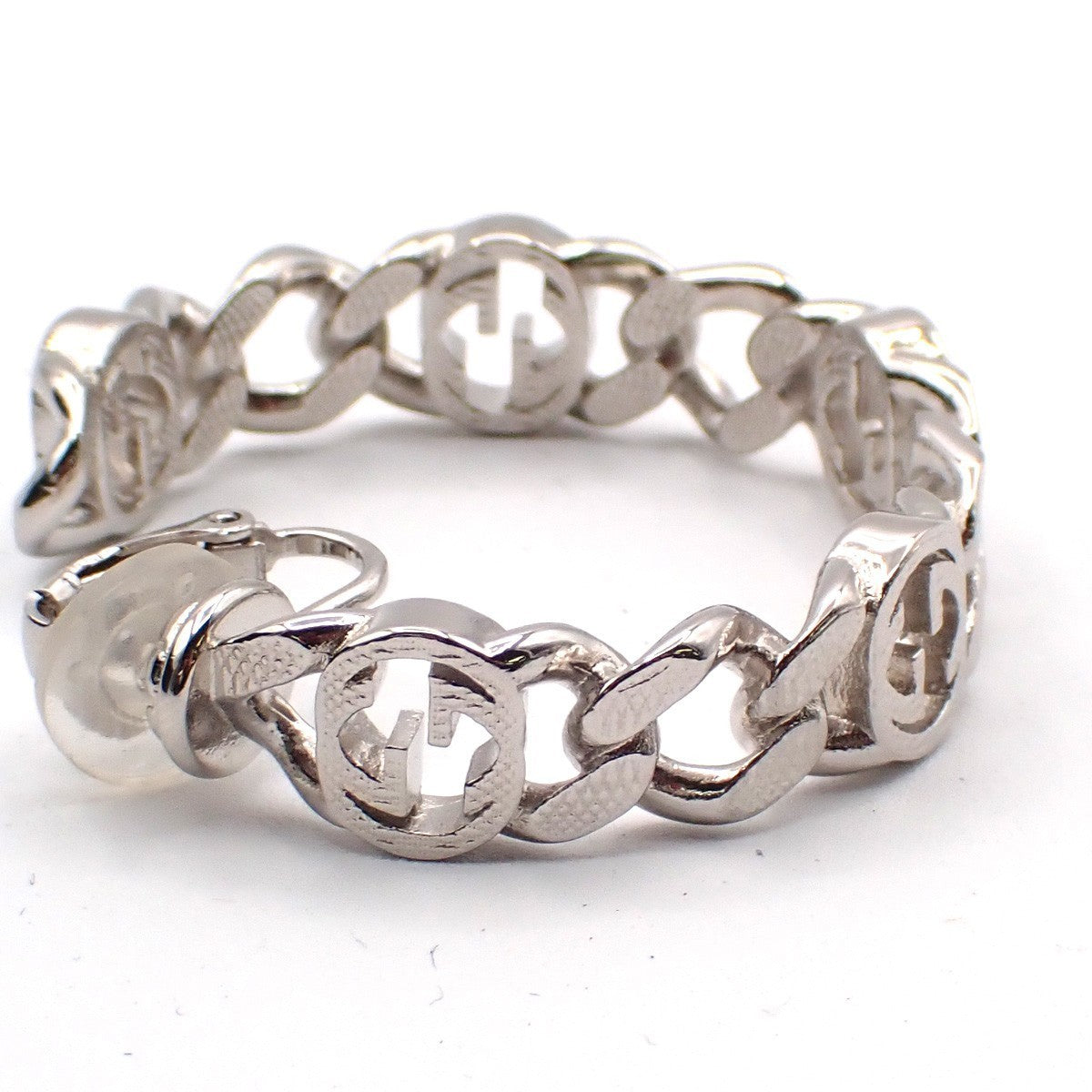 GUCCI Interlocking G Logo Single Earring Clip on Silver Accessory Italy 05RL696