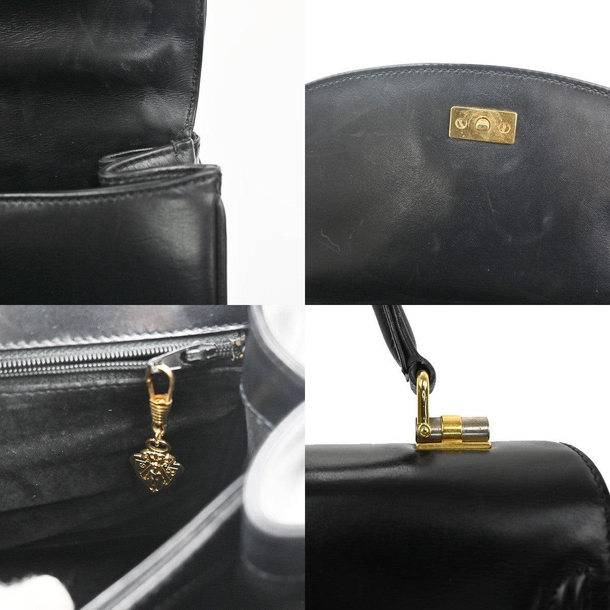 GUCCI Logo Top Handle Hand Bag Leather Black GHW Italy 62KC512