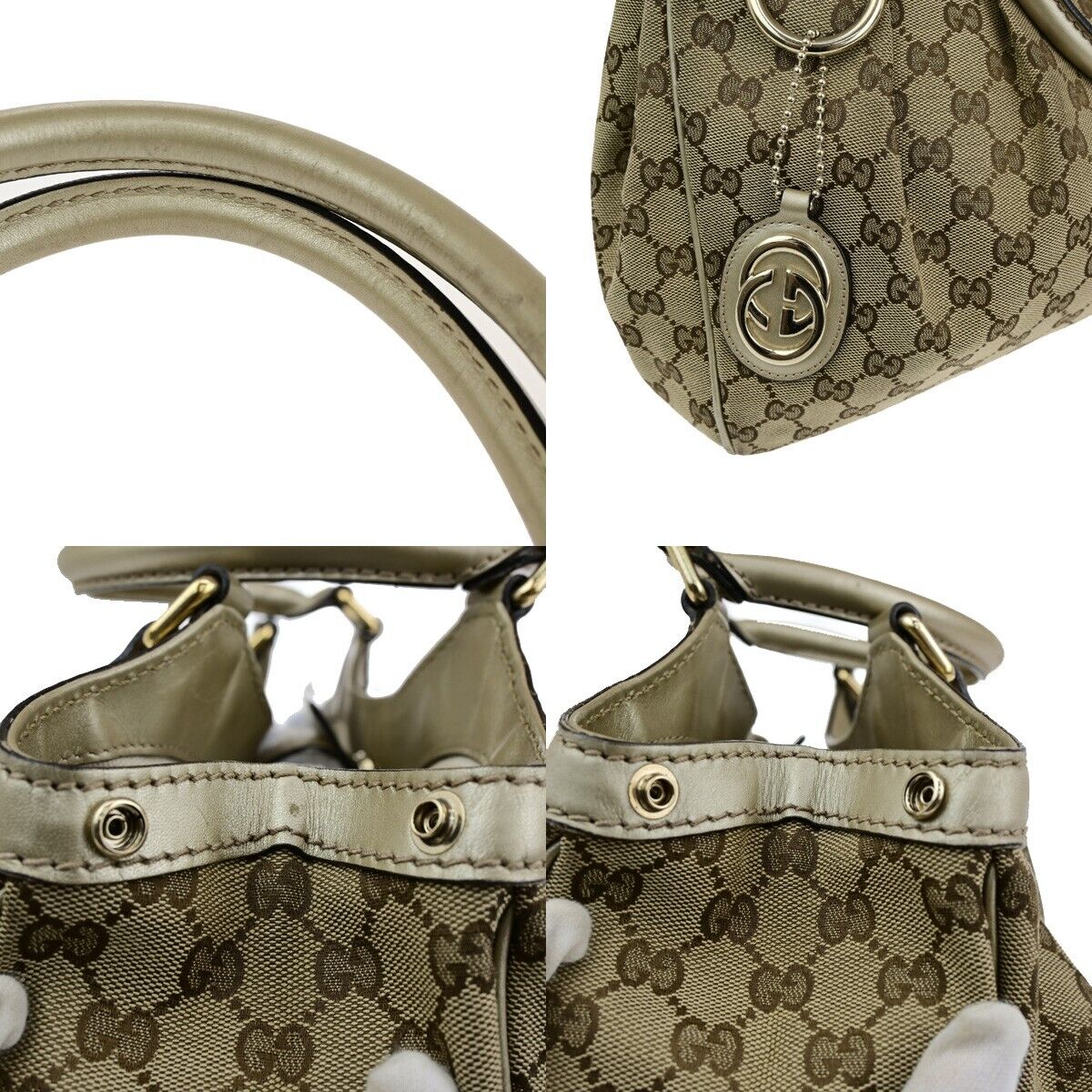 GUCCI Logo GG Pattern Sukey Shoulder Bag Canvas Leather Gold Brown GHW 80SJ570