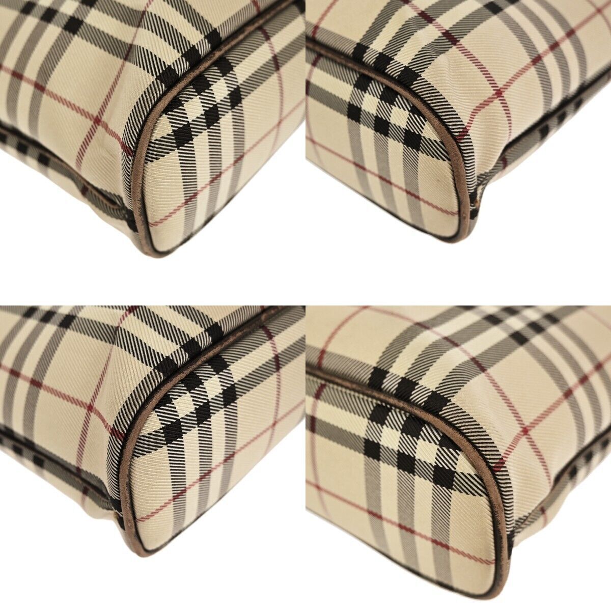BURBERRY Logo Nova Check Tote Hand Bag Canvas Leather Beige Brown 60GA069