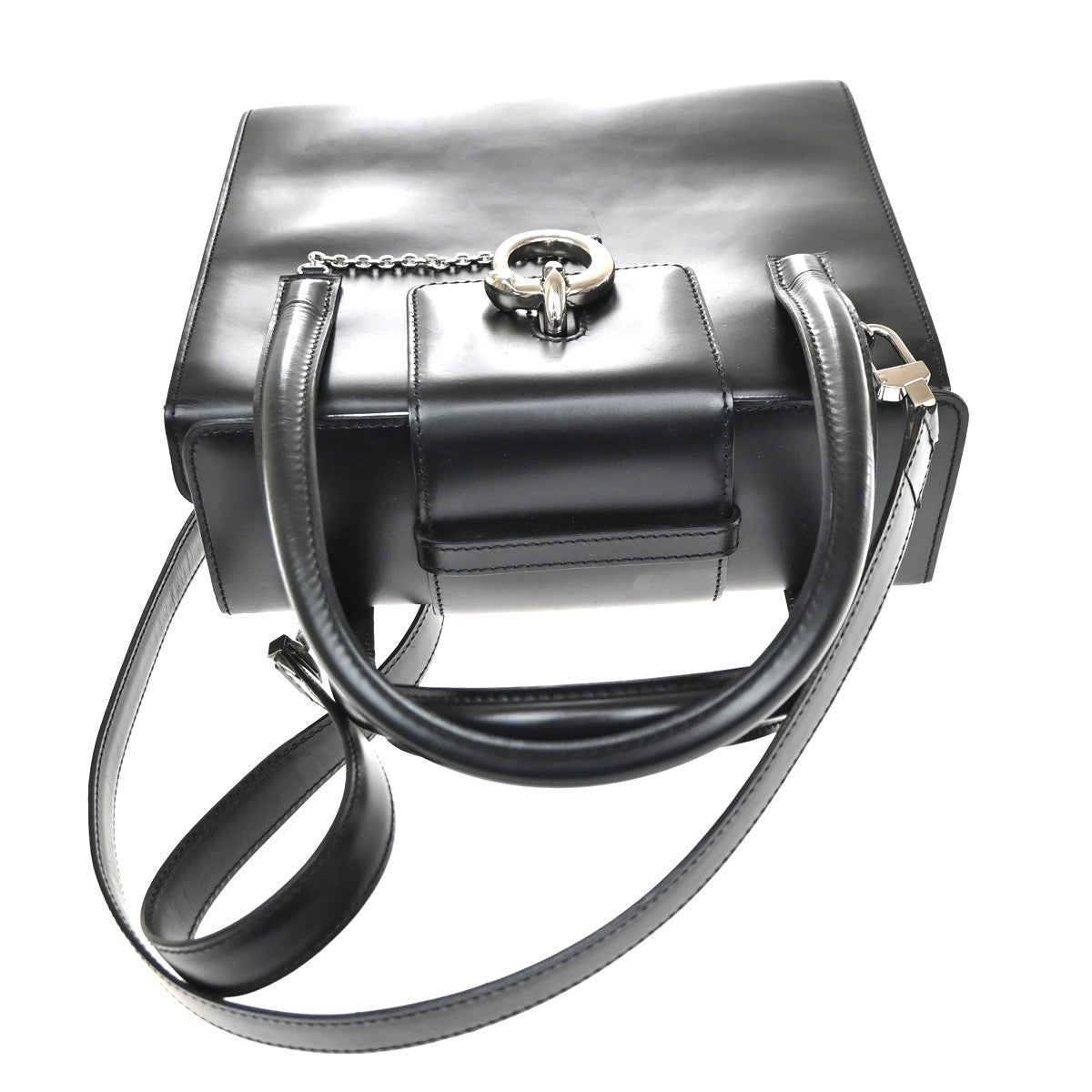 CARTIER Logo Panthere 2Way Shoulder Hand Bag Leathe Black France 38CB059