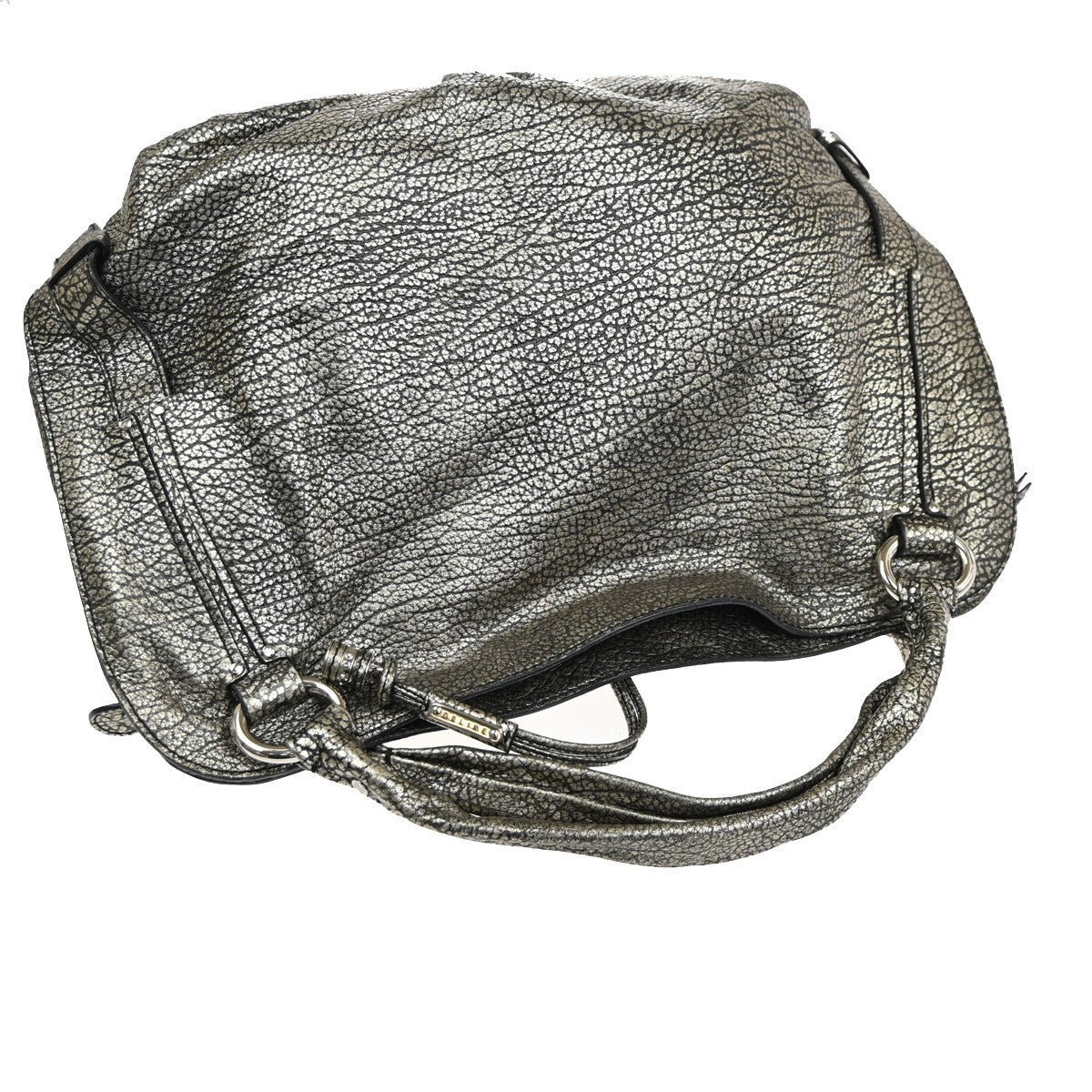 CELINE Bittersweet Shoulder Hobo Hand Bag Leather Metallic Gray SHW 34KD072