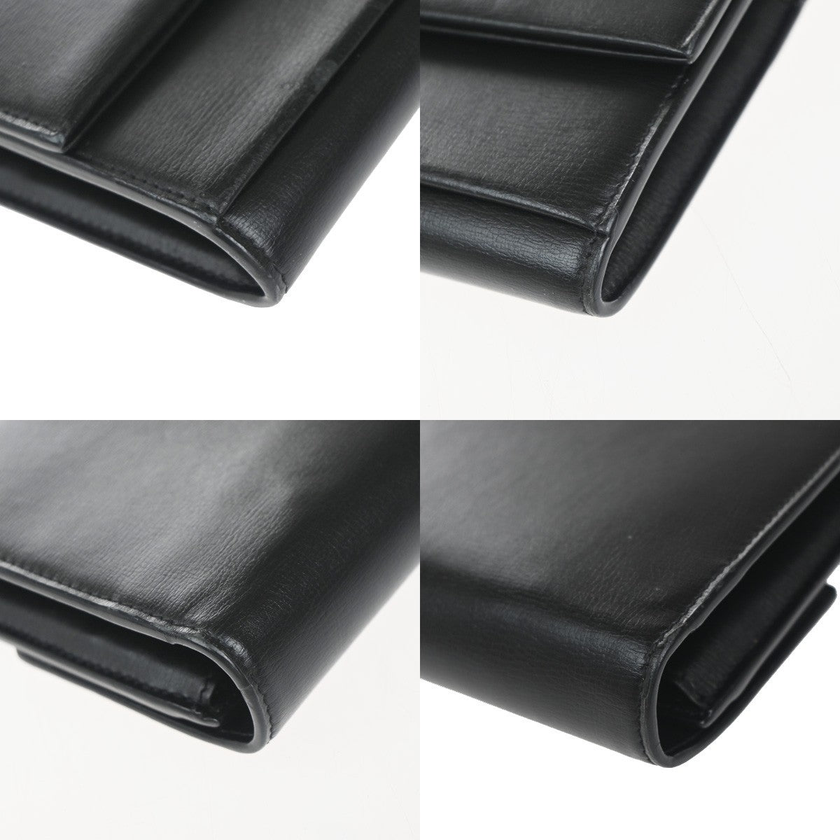 SAINT LAURENT YSL Logo Bifold Long Wallet Leather Black GHW Italy 68KP489