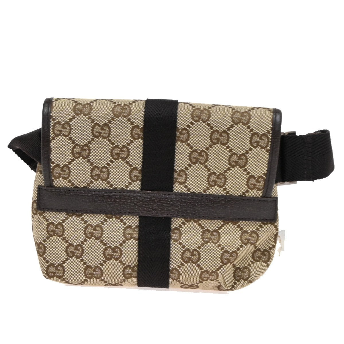GUCCI GG Pattern Waist Bag Canvas Leather Beige Brown SHW Italy 76KB758