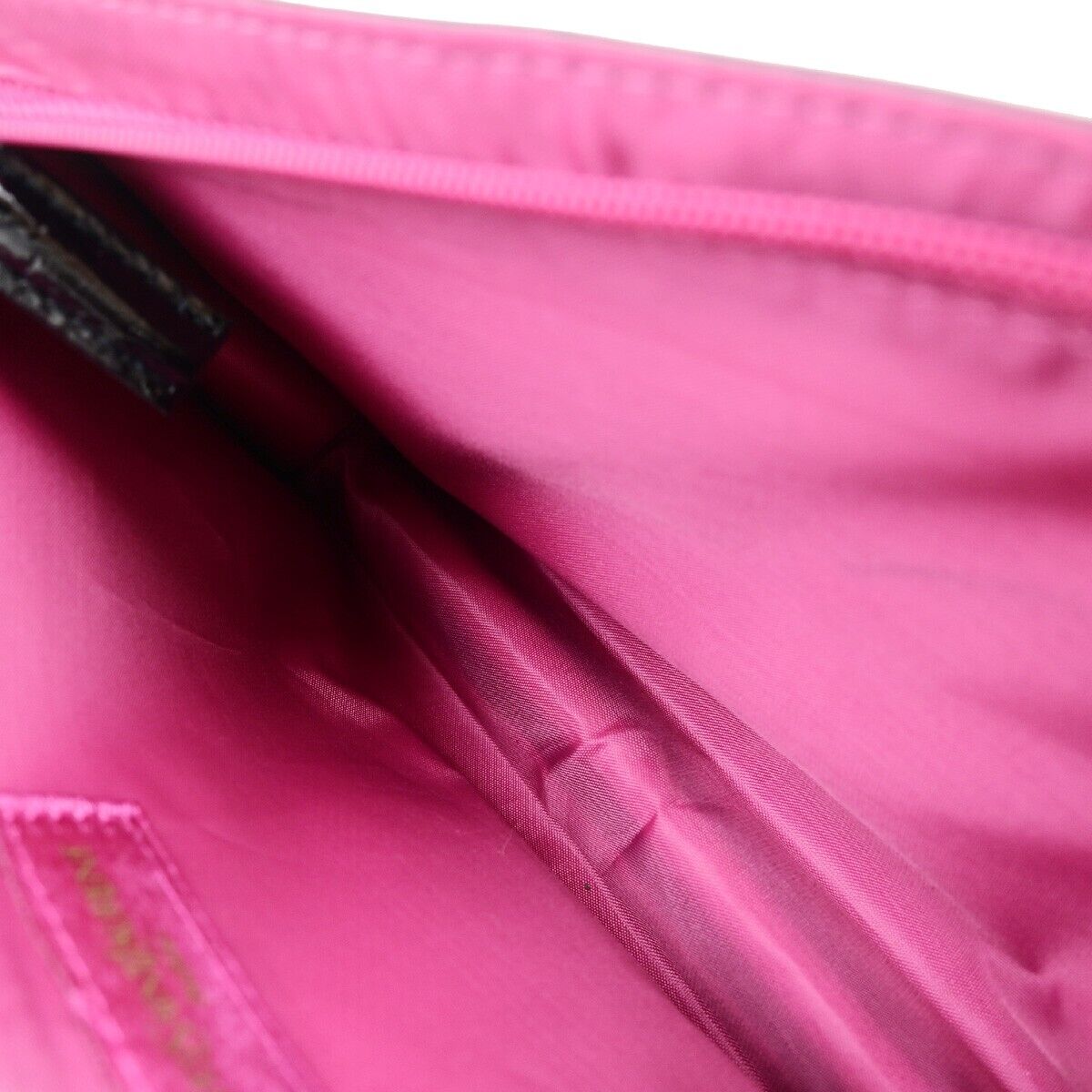 YVES SAINT LAURENT YSL Logo Pouch Bag Patent Leather Black Pink GHW 03EC033