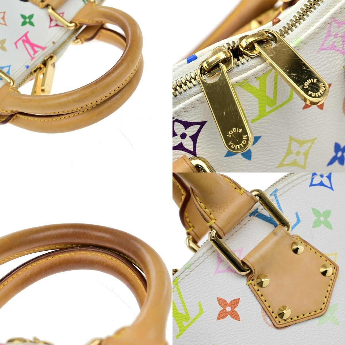 LOUIS VUITTON LV Logo Alma Hand Bag Monogram Multi Color White M92647 638RF218