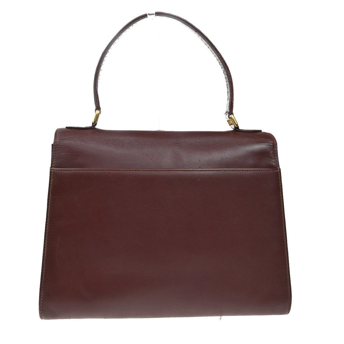 MUST DE CARTIER 2C Logo Hand Bag Leather Red GHW Italy 09KB667