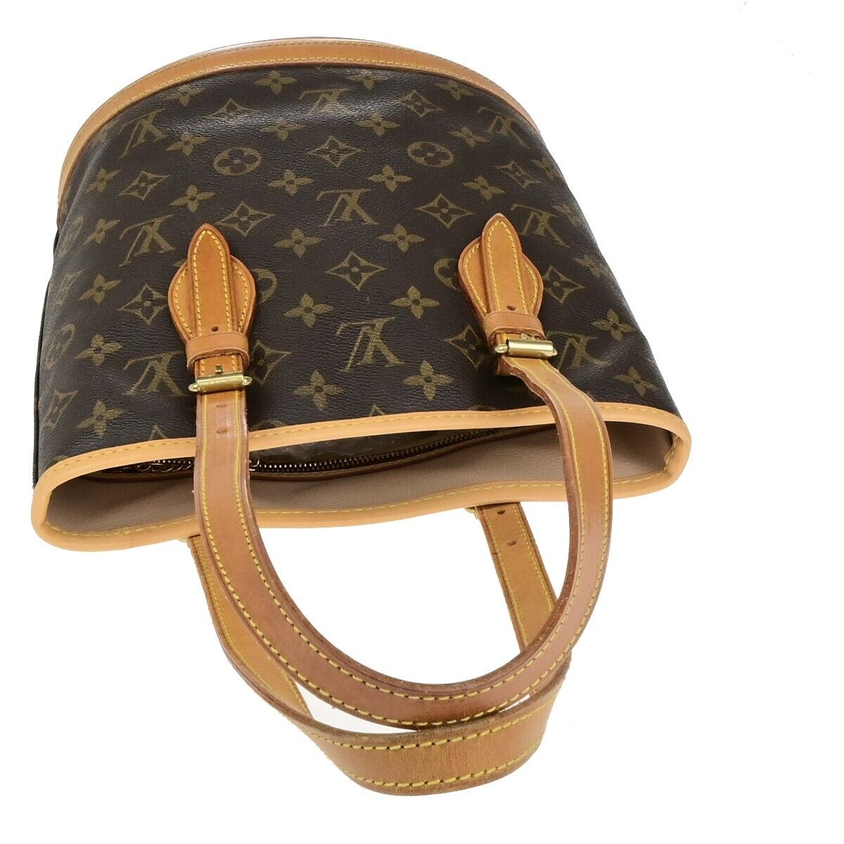 LOUIS VUITTON BUCKET PM Shoulder Tote Bag Monogram Leather Brown M42238 70ED233