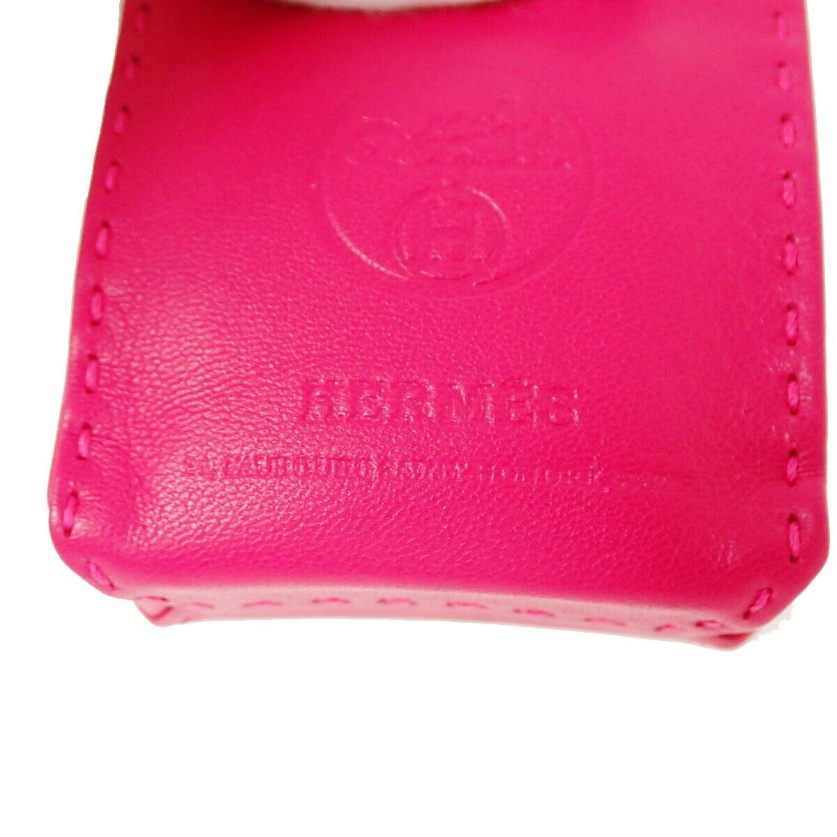 HERMES H Logo Sac Orange Bag Charm Leather Pink Bag Accessory 84RH697