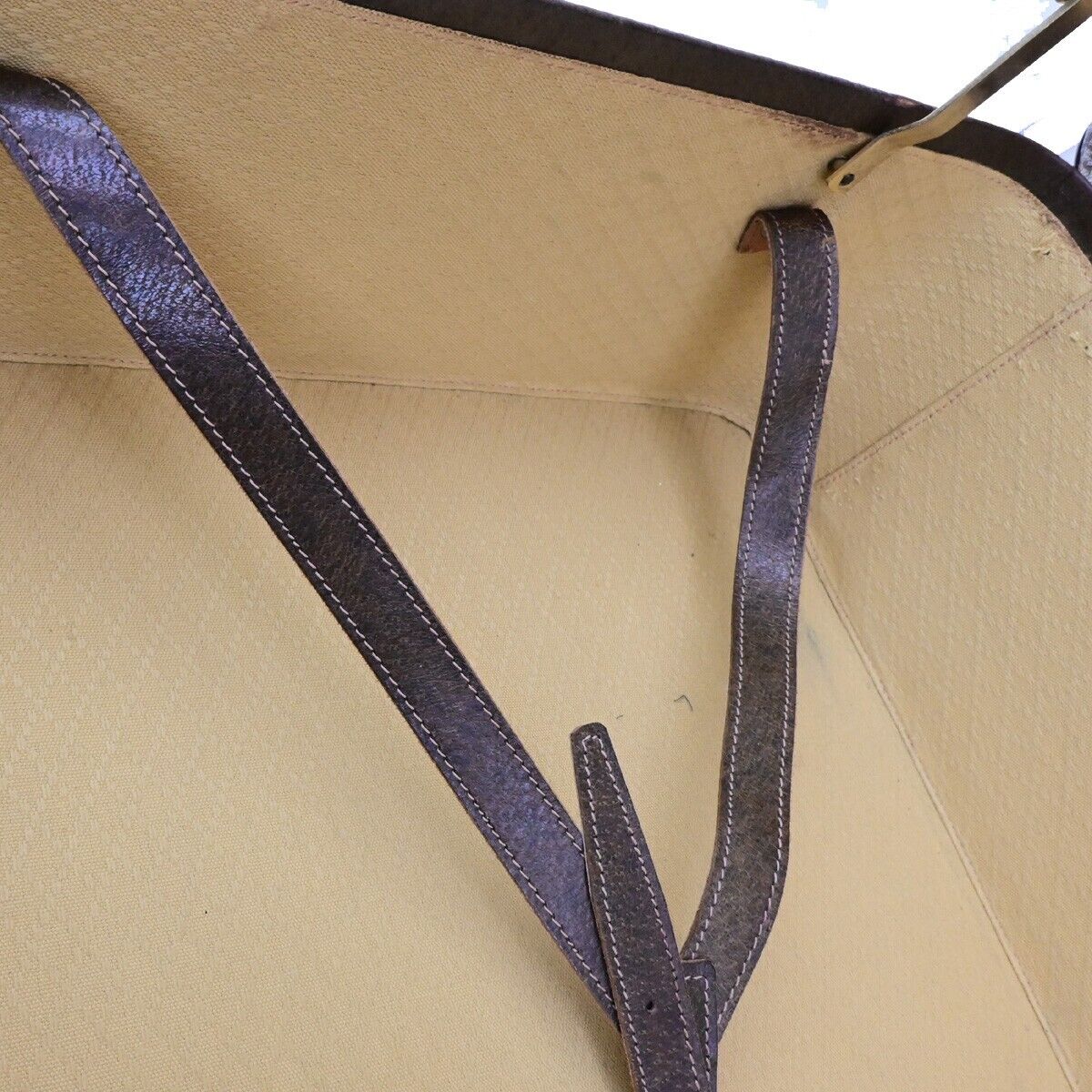 GUCCI Logo GG Pattern Suitcase Hand Bag Supreme Leather Brown Italy 03FB256
