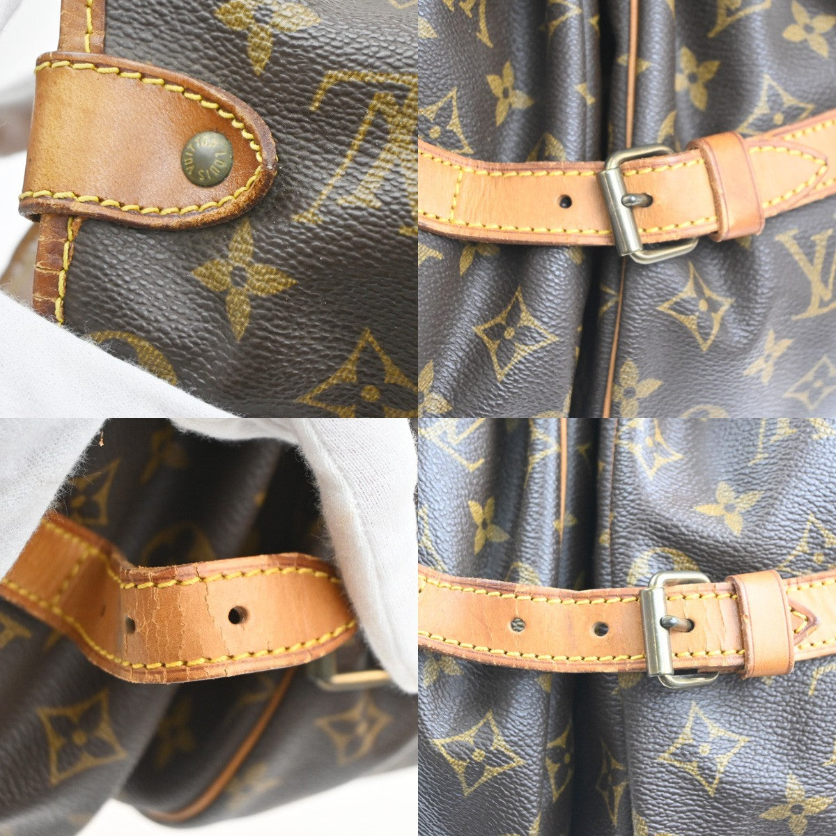 LOUIS VUITTON Saumur 35 Shoulder Bag Monogram Leather Brown M42254 86MA460