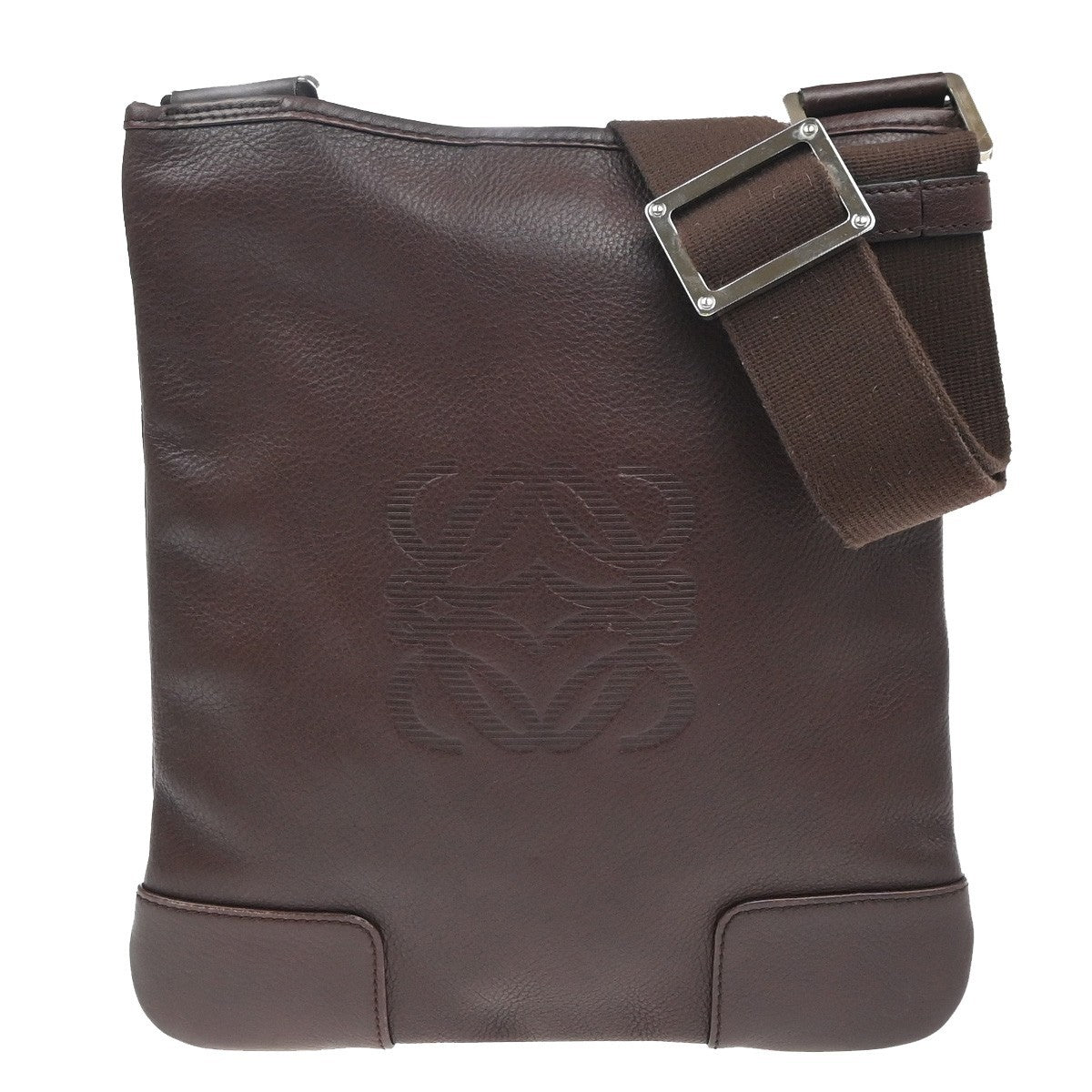 LOEWE Logo Anagram Crossbody Shoulder Bag Leather Brown SHW Spain 34KC933