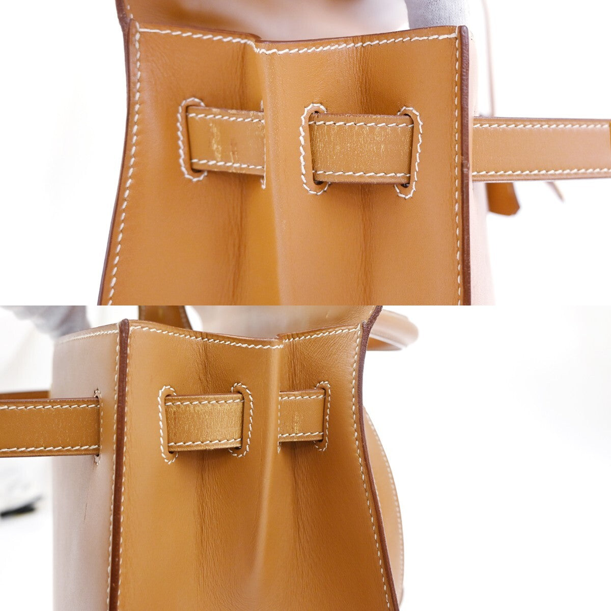 HERMES Kelly 32 2Way Shoulder Hand Bag Chamonix Leather Natural GHW 6640RL144