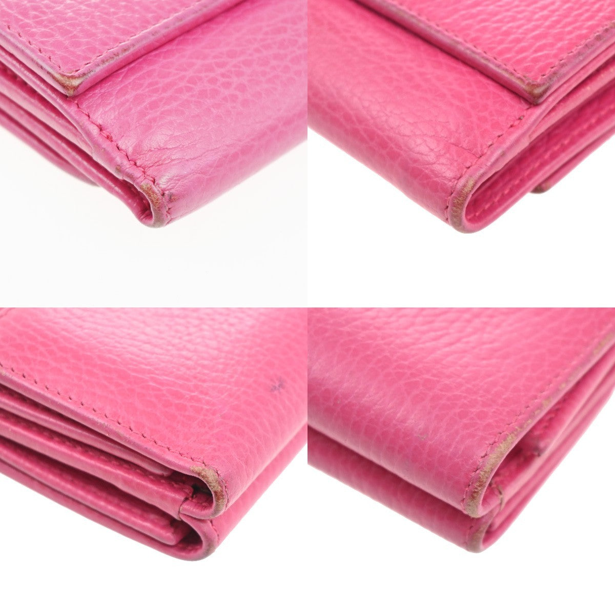 GUCCI Logo GG Marmont Compact Trifold Wallet Leather Pink GHW Italy 66KC598