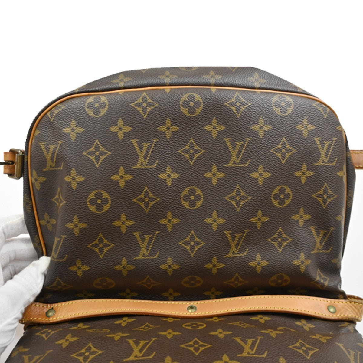 LOUIS VUITTON Logo Saumur 30 Shoulder Bag Monogram Leather Brown M42256 34SA059