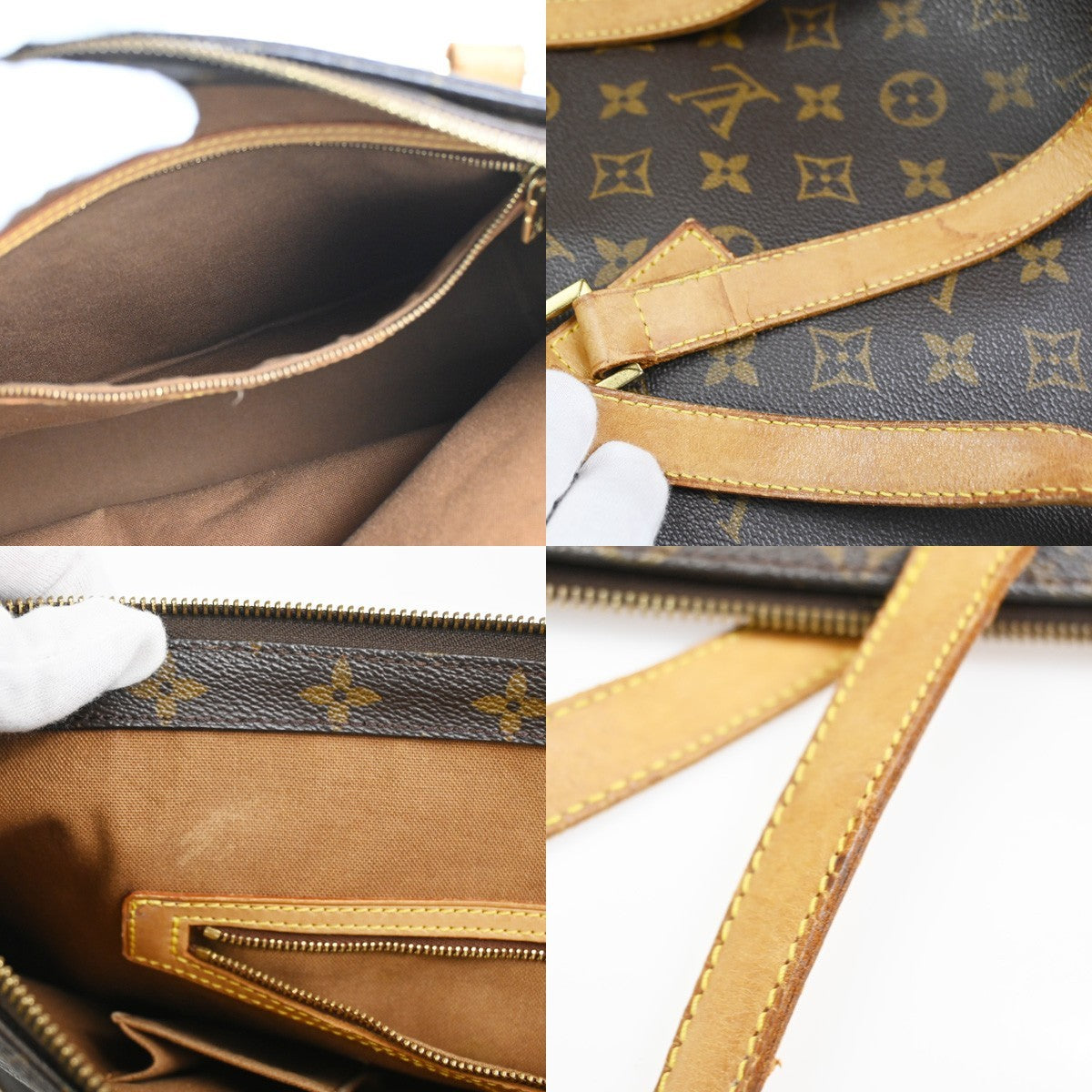 LOUIS VUITTON Cabas Mezzo Shoulder Bag Monogram Leather Brown M51151 89SA076