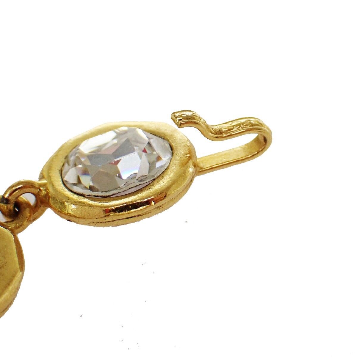 CHANEL Logo Rhinestone Chain Belt 29 Gold France Accessory 96YD199