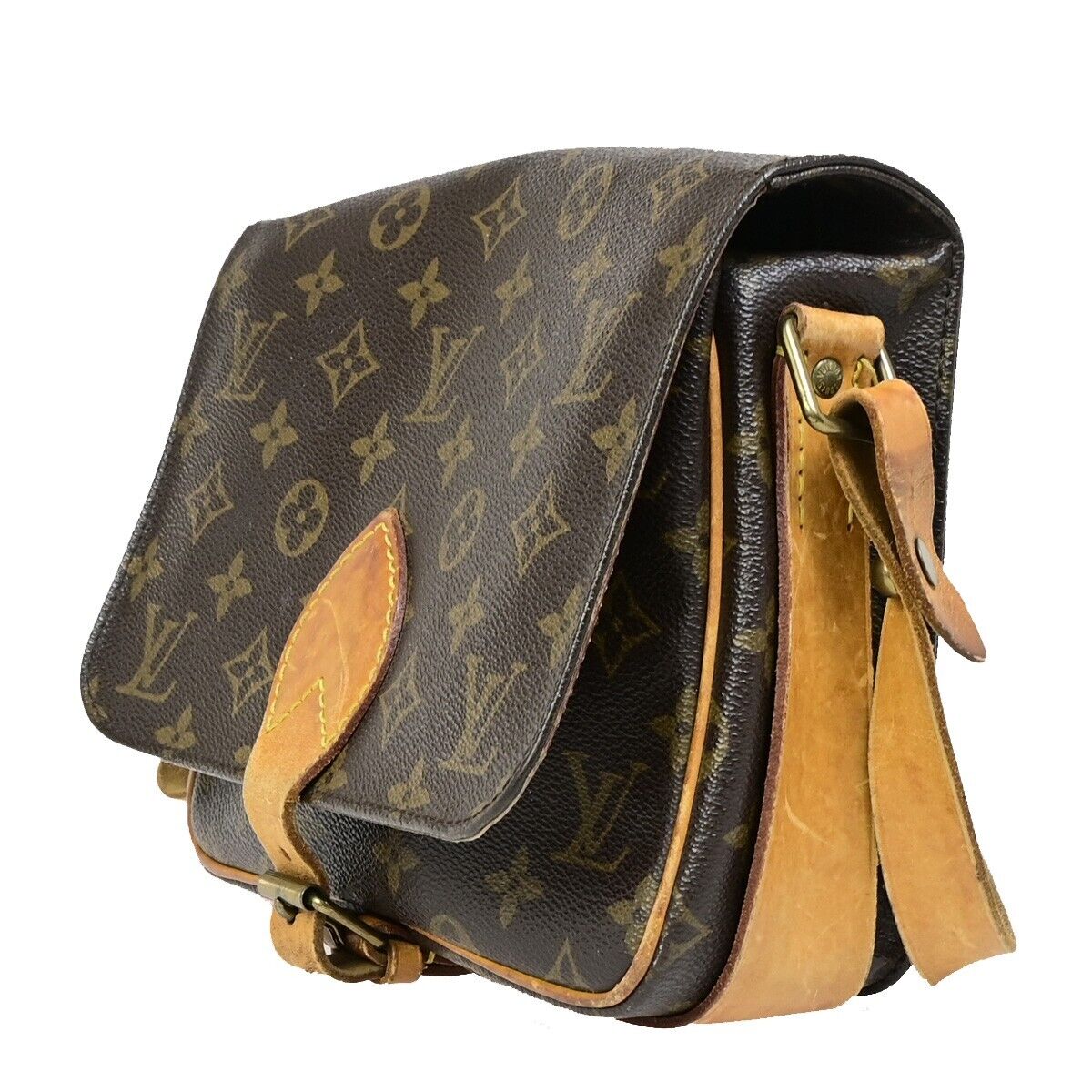 LOUIS VUITTON Cartouchiere MM Shoulder Bag Monogram Leather Brown M51253 36EB598