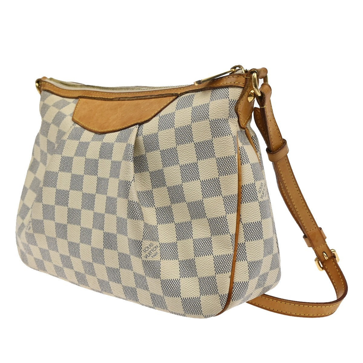 LOUIS VUITTON Siracusa PM Shoulder Bag Damier Azur Leather White N41113 15KB697