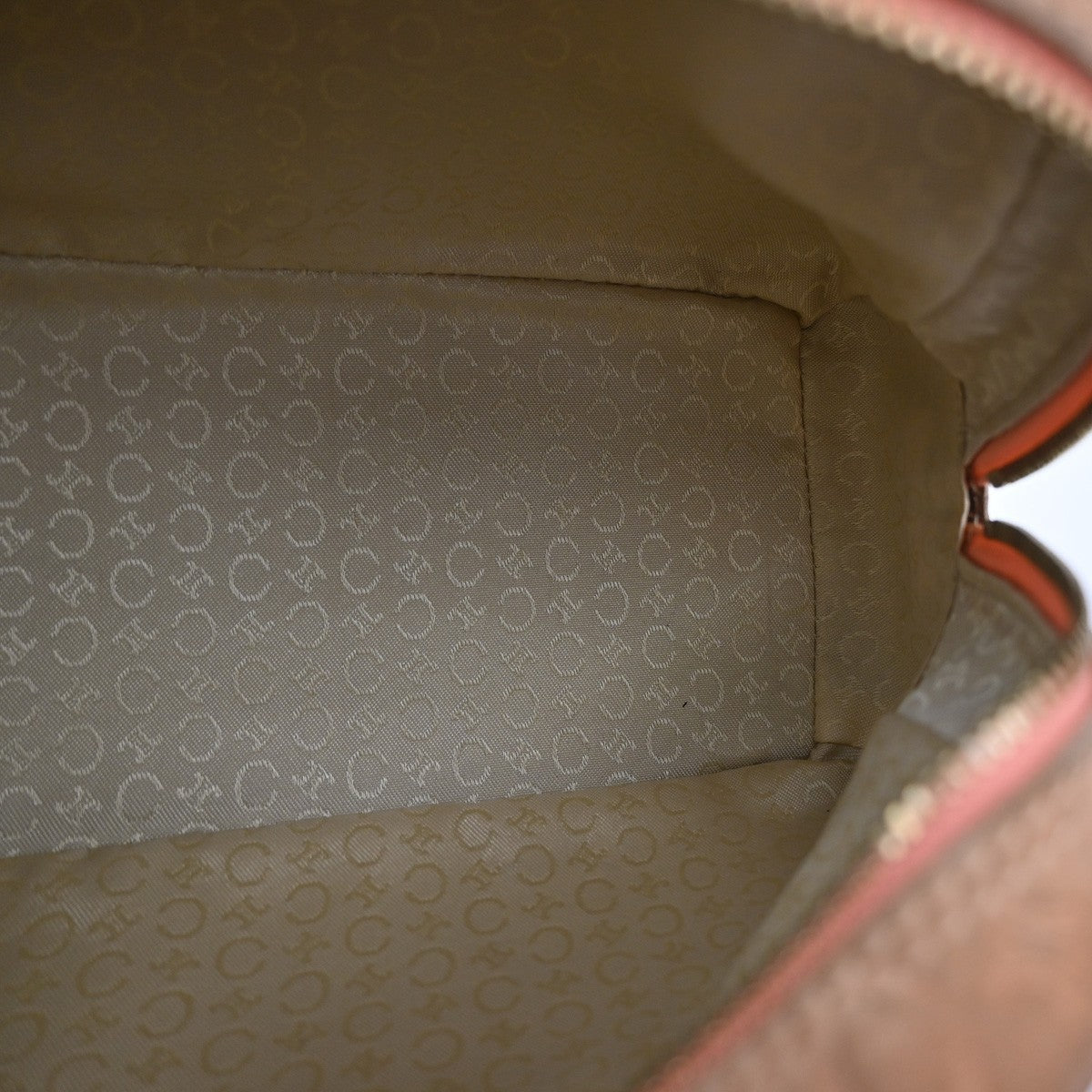 CELINE Logo C Macadam Pattern Hand Bag Suede Leather Orange Brown Italy 68MA192