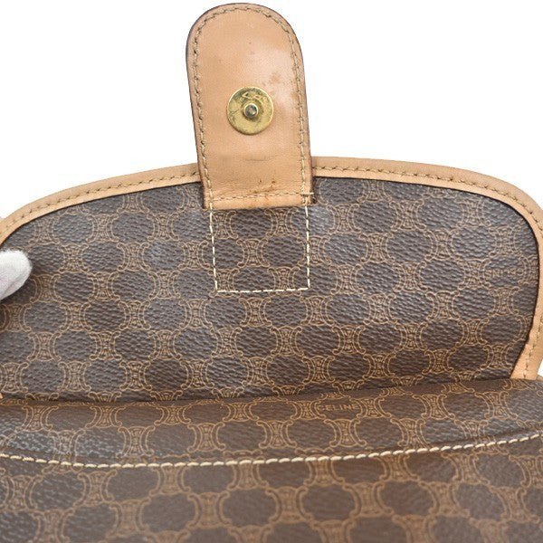 CELINE Logo Macadam Pattern Shoulder Bag PVC Leather Brown GHW Italy 67MA399