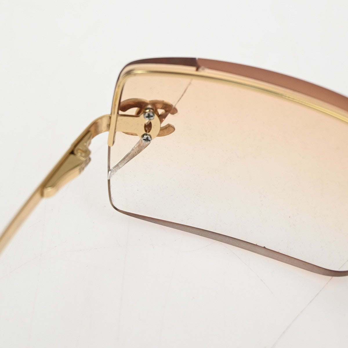 CHANEL CC Logo Rhinestone Rimless Sunglasses 4092-B Plastic Metal GHW 63RL930