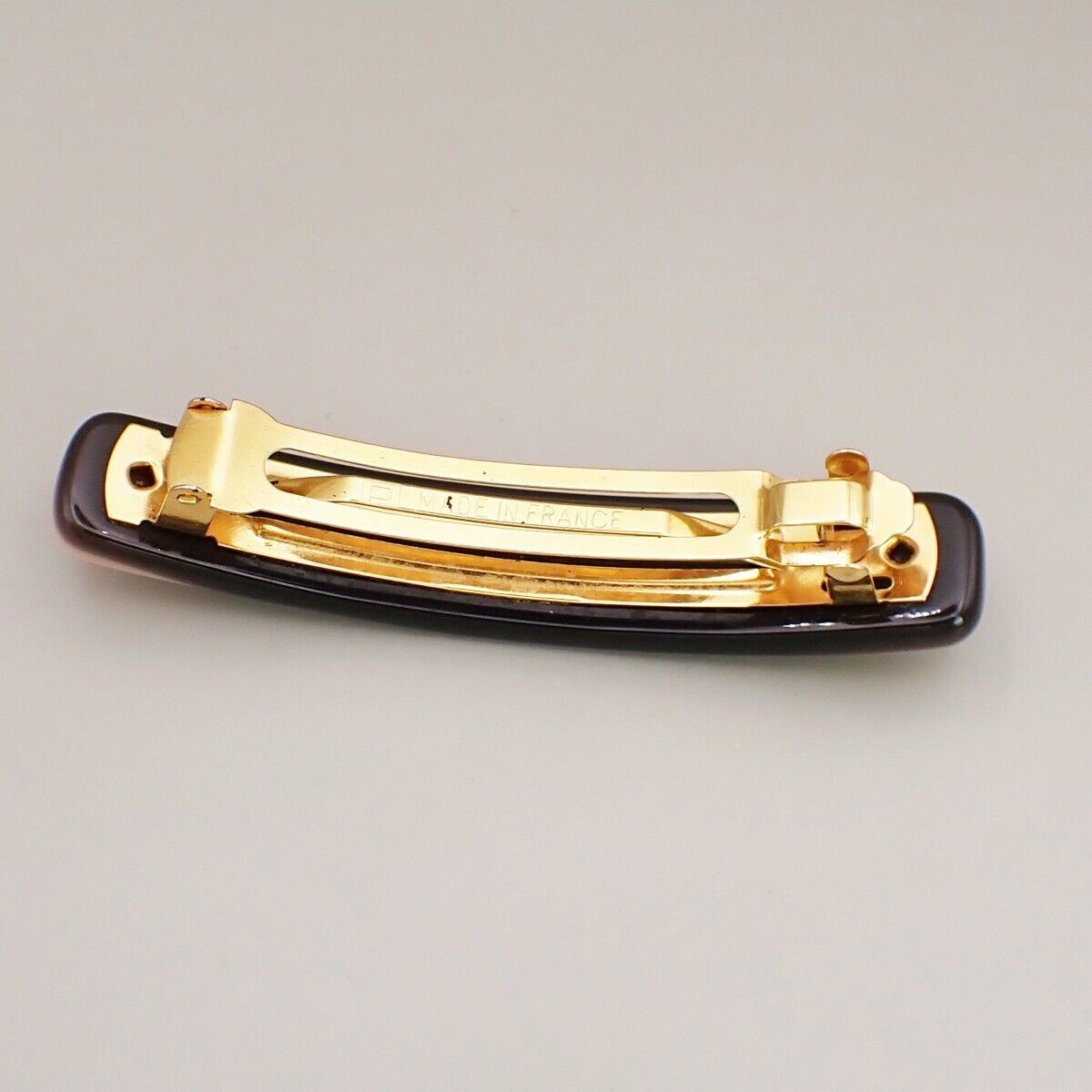 CHANEL Logo Hair Clip Barrette Accessory Black Pink Gold Made in France 33RJ980