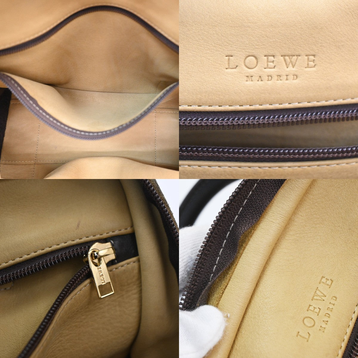 LOEWE Anagram logo Amazona 28 handbag suede Leather Brown Spain GHW 79KD096