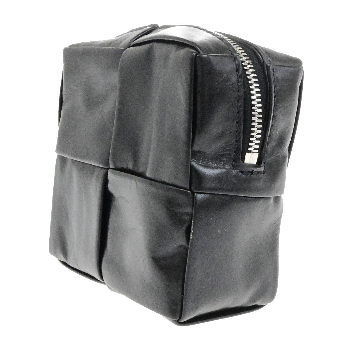 BOTTEGA VENETA Logo Cassette Mini Belt Bum Bag 100cm/40in Leather BK SHW 19RL092