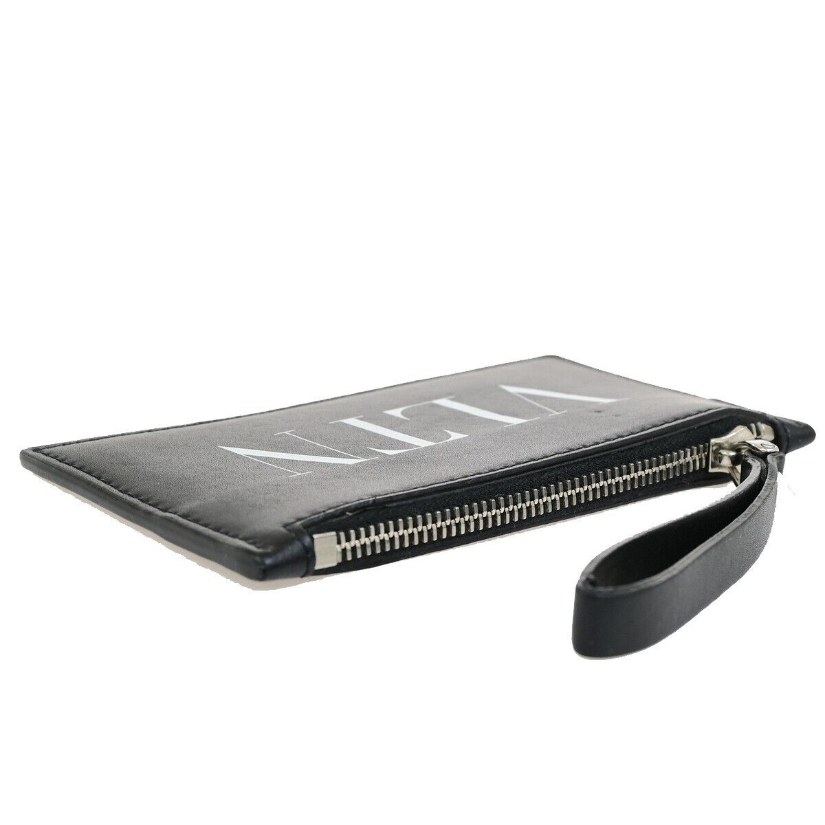 VALENTINO GARAVANI VLTN Logo Coin Wallet Card Holder Studs Leather Black 67YG964