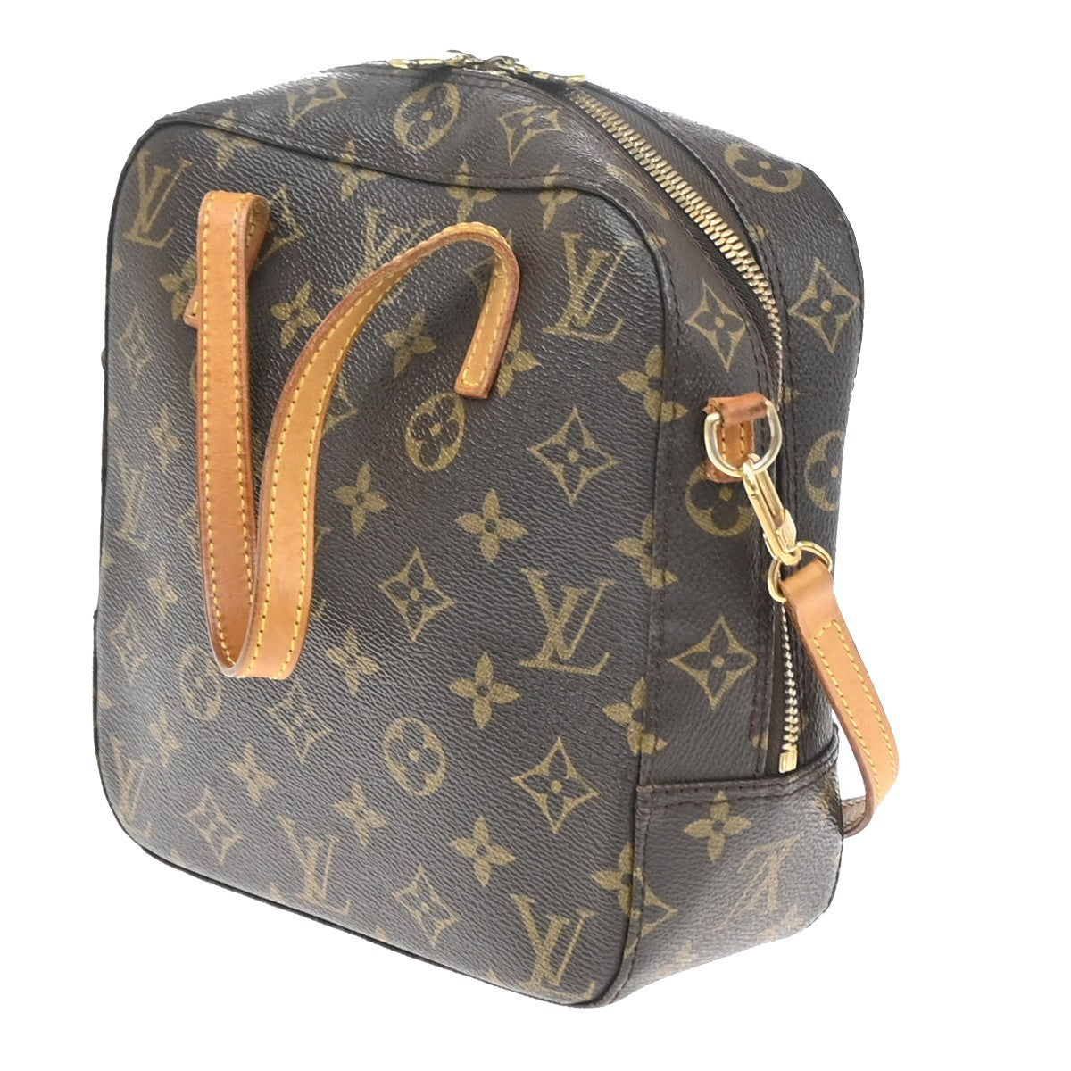 LOUIS VUITTON Logo Spontini Hand Bag Monogram Leather Brown M47500 81SA106
