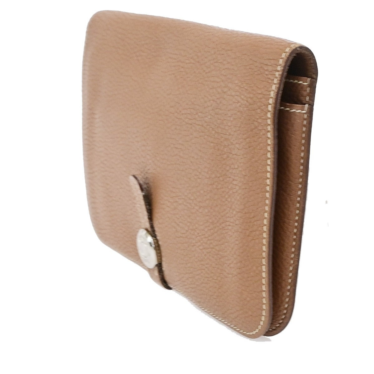HERMES Logo Dogon GM Long Bifold Wallet Purse Box Calf Leather Brown SHW 84RQ080
