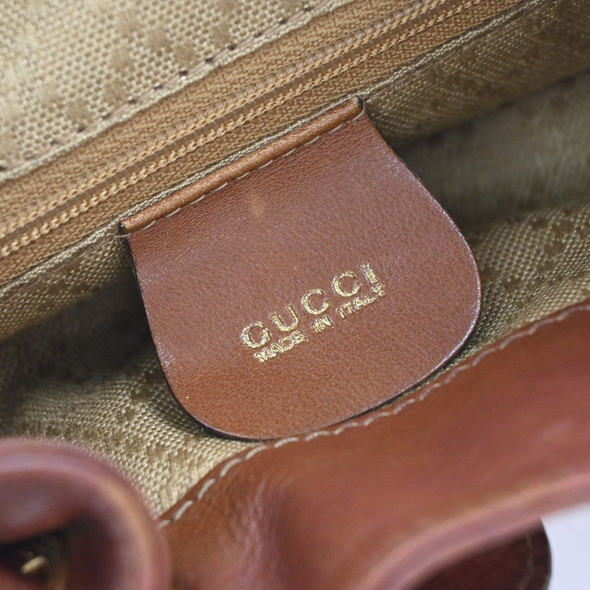 GUCCI Logo Bamboo Drawstring Mini Backpack Bag Leather Brown GHW Italy 38EG182