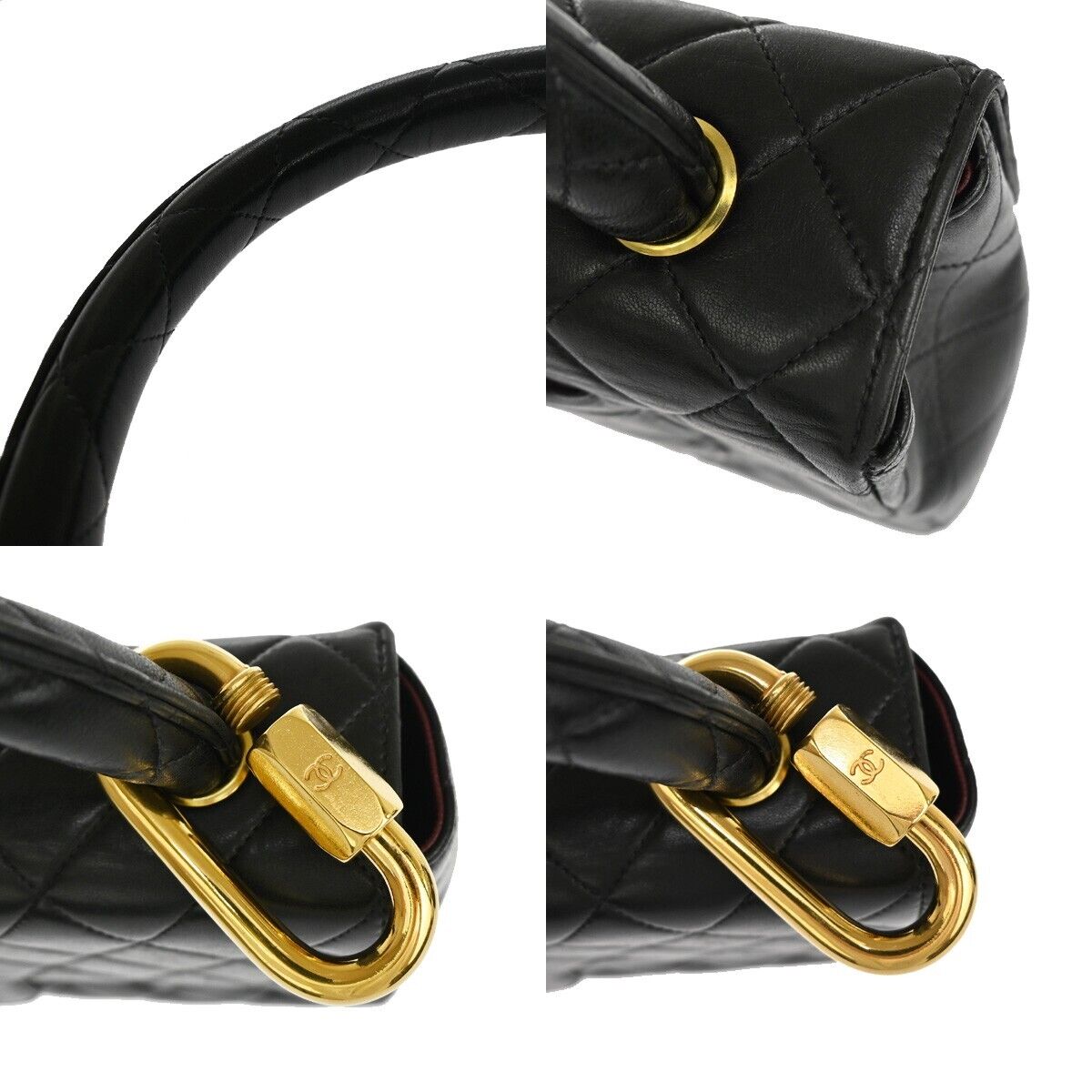 CHANEL CC Mini & Matelasse 25 Pair Hand Bag Leather Black GHW Vintage 550RH637