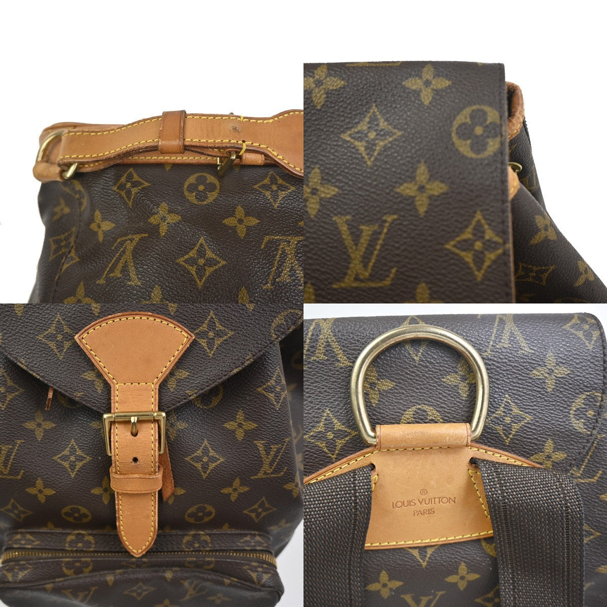 LOUIS VUITTON Montsouris GM Backpack Bag Monogram Leather Brown M51135 96KC794