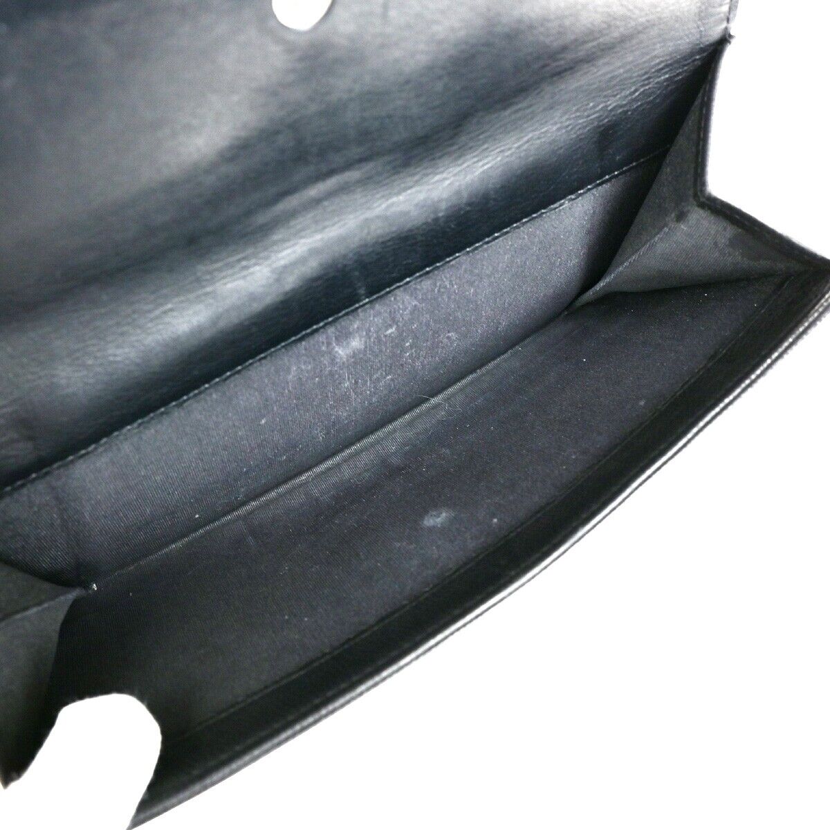 CHANEL CC Logo Falp Bifold Long Wallet Grained Leather Black SHW 35RK678