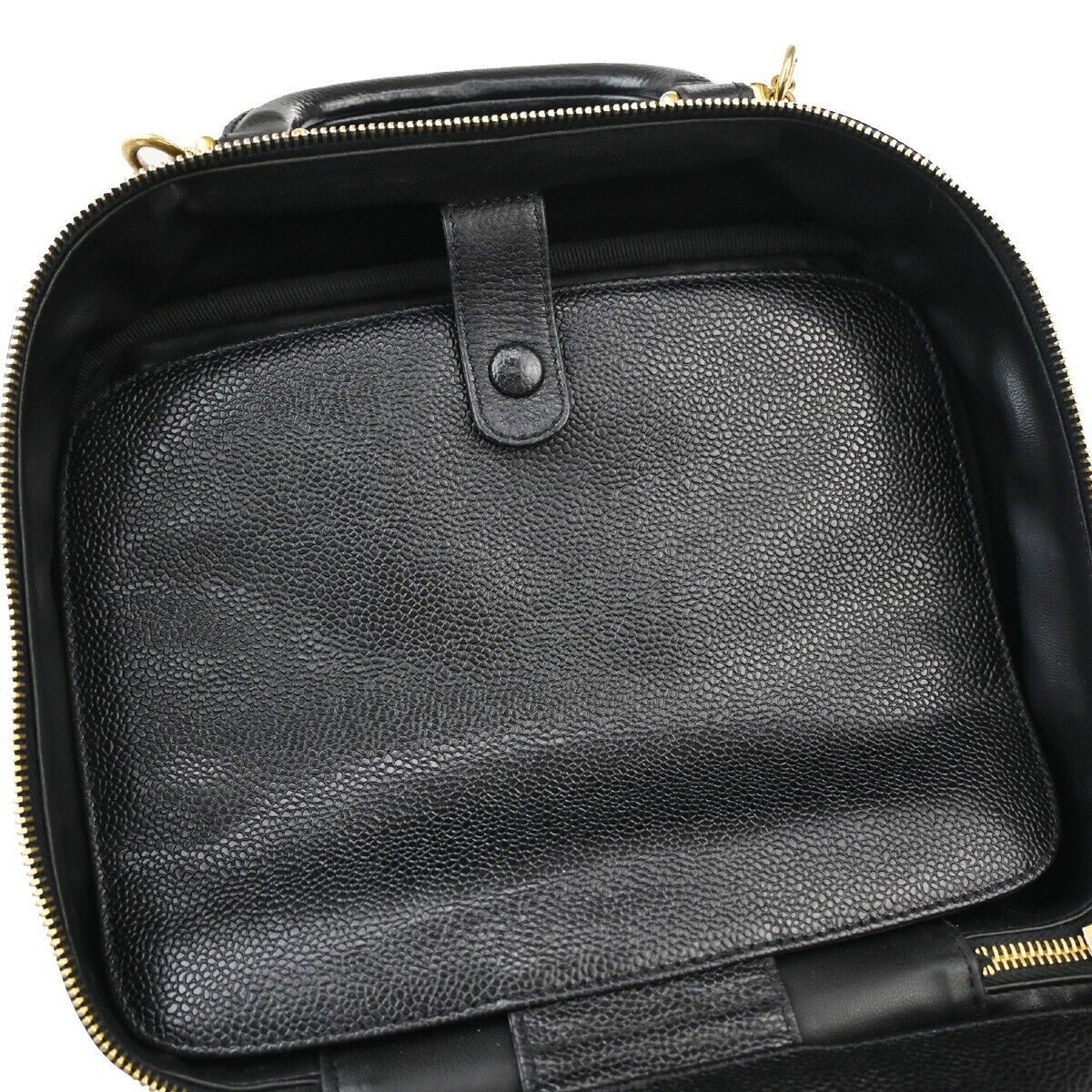 CHANEL CC Logo Vanity Cosmetic 2Way Hand Bag Caviar Leather Black GHW 304RJ716