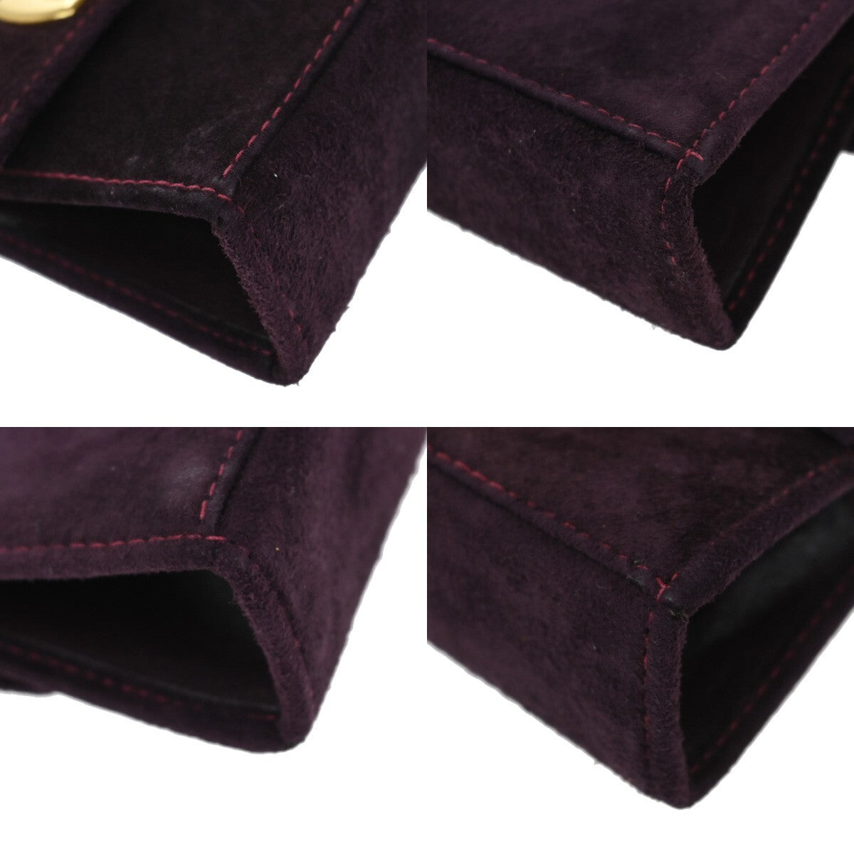 SALVATORE FERRAGAMO Gancini Mini Chain Shoulder Bag Suede Leather Purple 80EE153