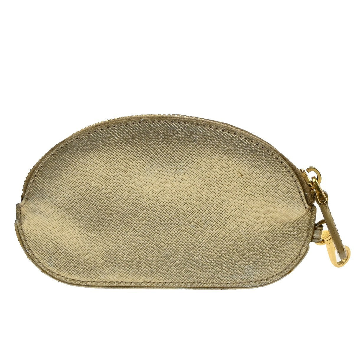 PRADA Zipper Around Mini Coin Case Wallet Saffiano Leather Gold Italy 63MA621