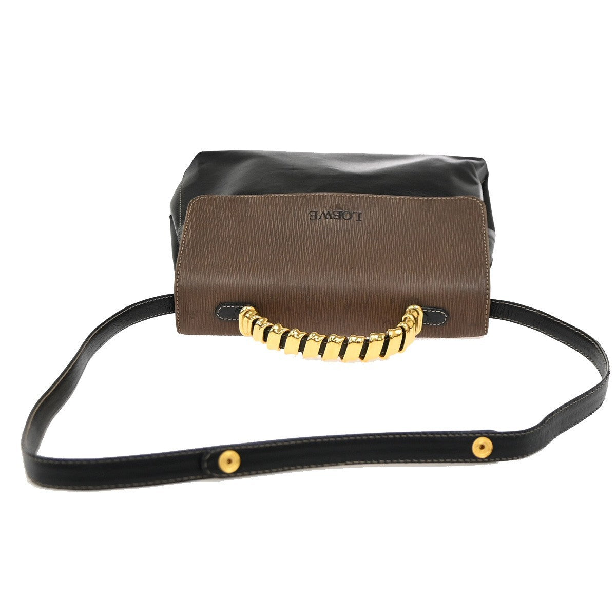LOEWE Velazquez Twist Handle 2Way Shoulder Hand Bag Leather BN BK GHW 83KC689