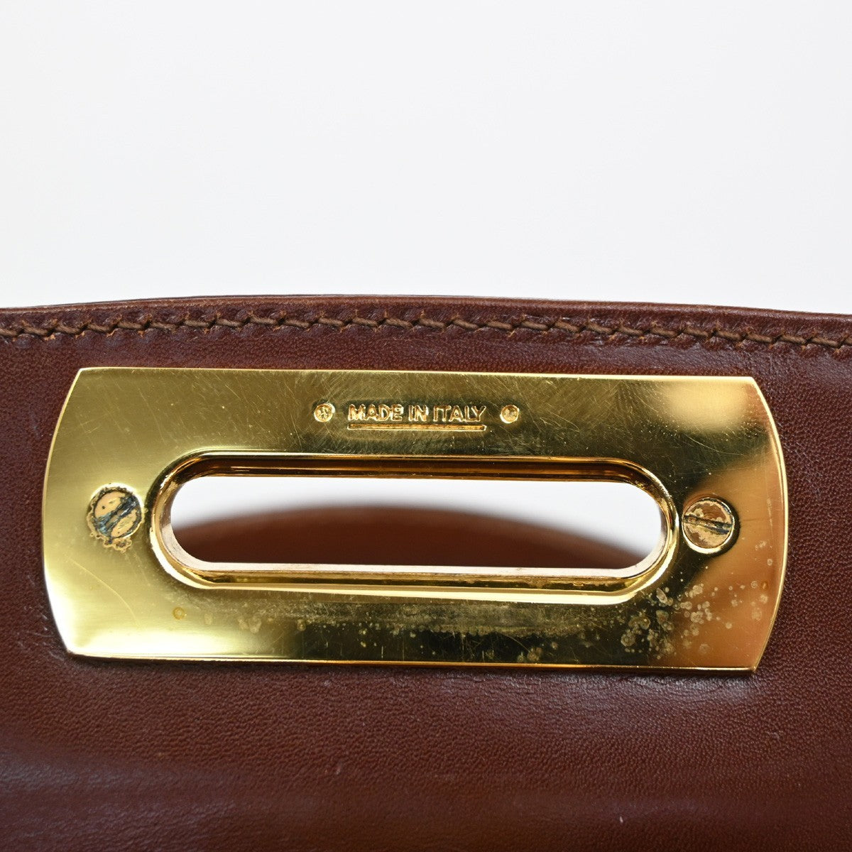 Salvatore Ferragamo Gancini 2Way Shoulder Hand Bag Leather Brown Gold 34CA728